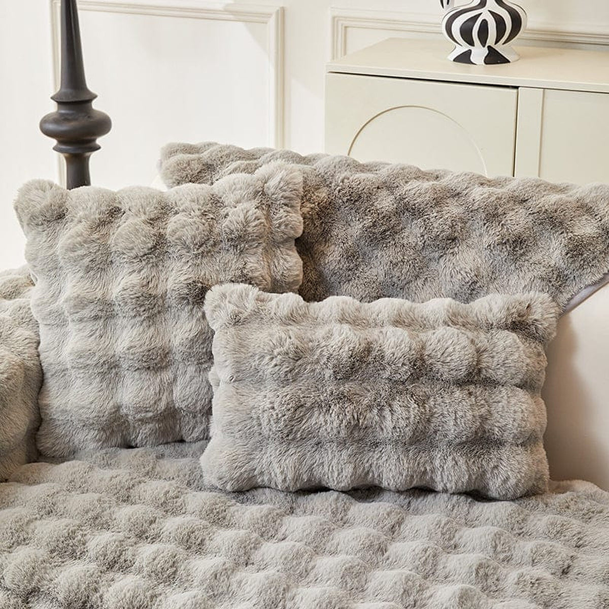 Pillow Cover – Bubble Plush – Pearl Grey