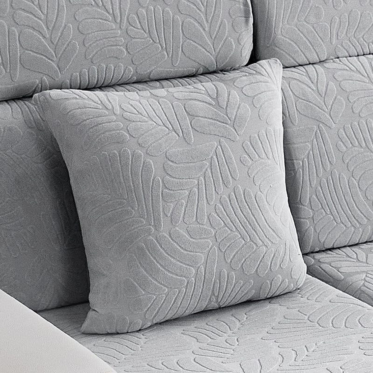 Pillow Cover – Leaf Jacquard – Pearl Grey