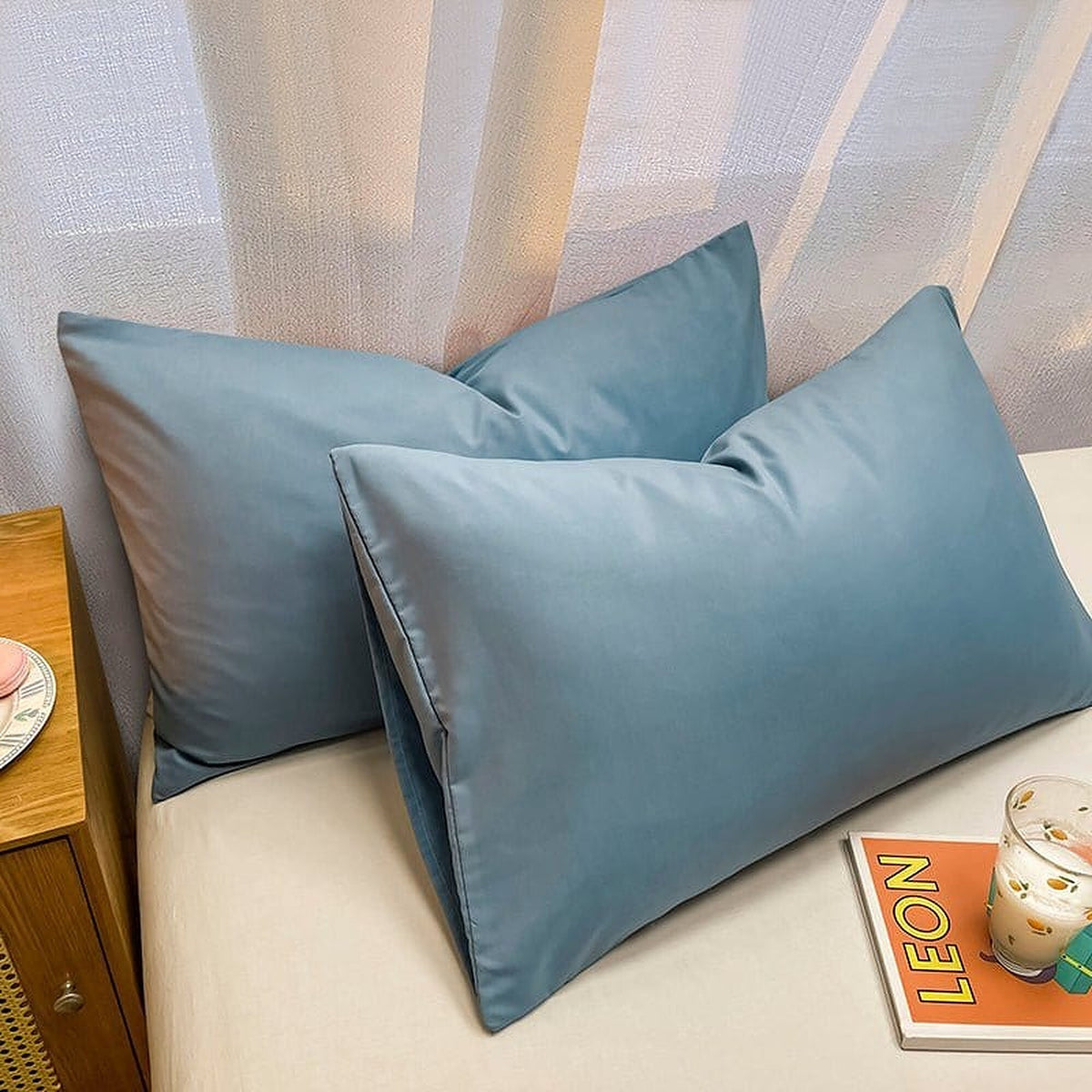 Pillow Cover – Plain Stretch Lumbar – Sky Mist