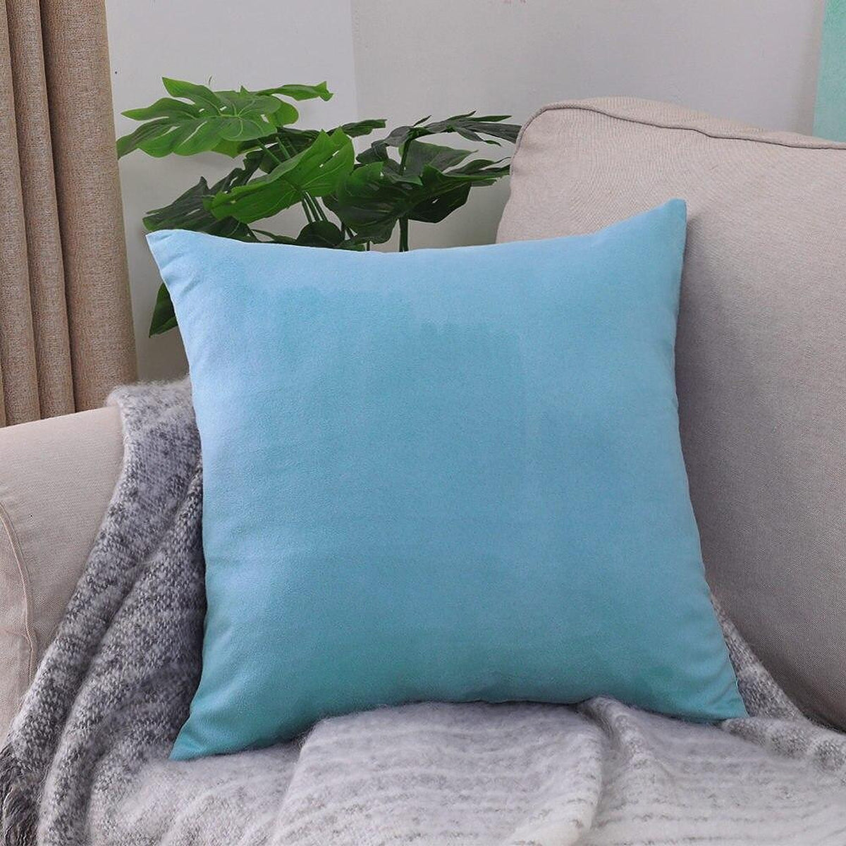 Pillow Cover – Plain Stretch Wide – Sky Mist