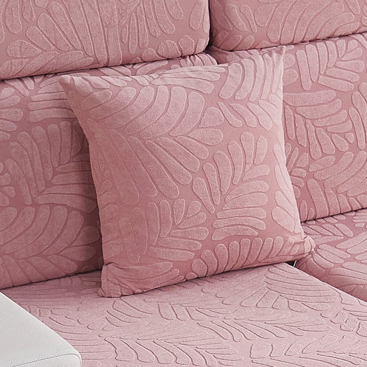 Pillow Cover – Leaf Jacquard – Soft Blush