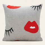 Pillow Cover – Pop Art Face – Pearl Grey