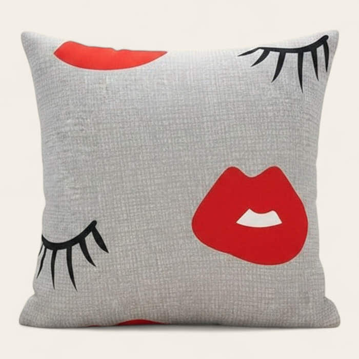 Pillow Cover – Pop Art Face – Pearl Grey