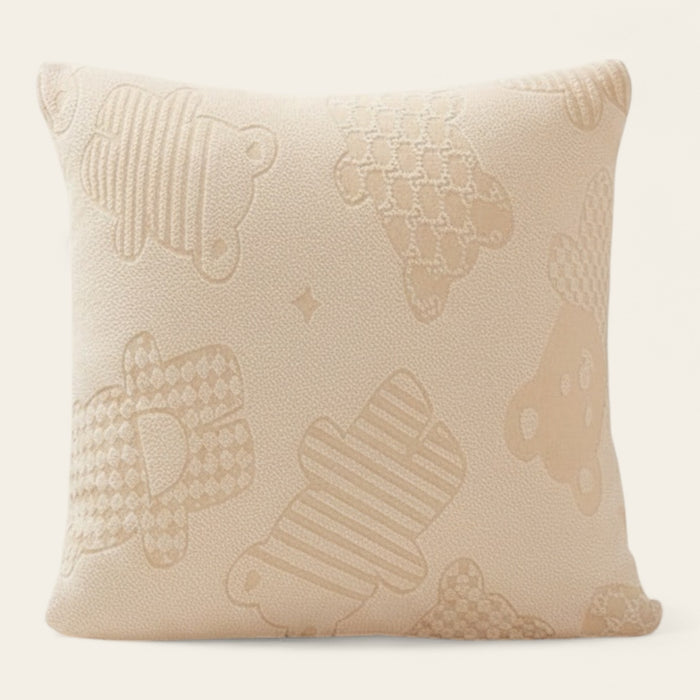 Pillow Cover – Teddy Bear Print – Bouclé Sand
