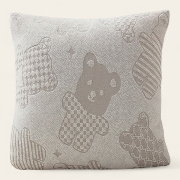 Pillow Cover – Teddy Bear Print – Ivory Cream