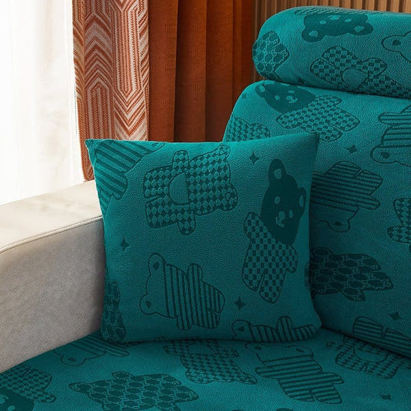 Pillow Cover – Teddy Bear Print – Teal