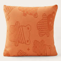 Pillow Cover – Teddy Bear Print – Terracotta