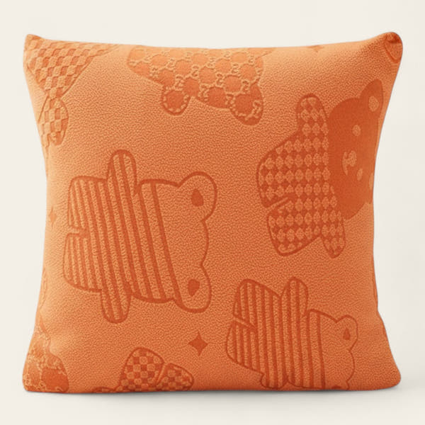 Pillow Cover – Teddy Bear Print – Terracotta