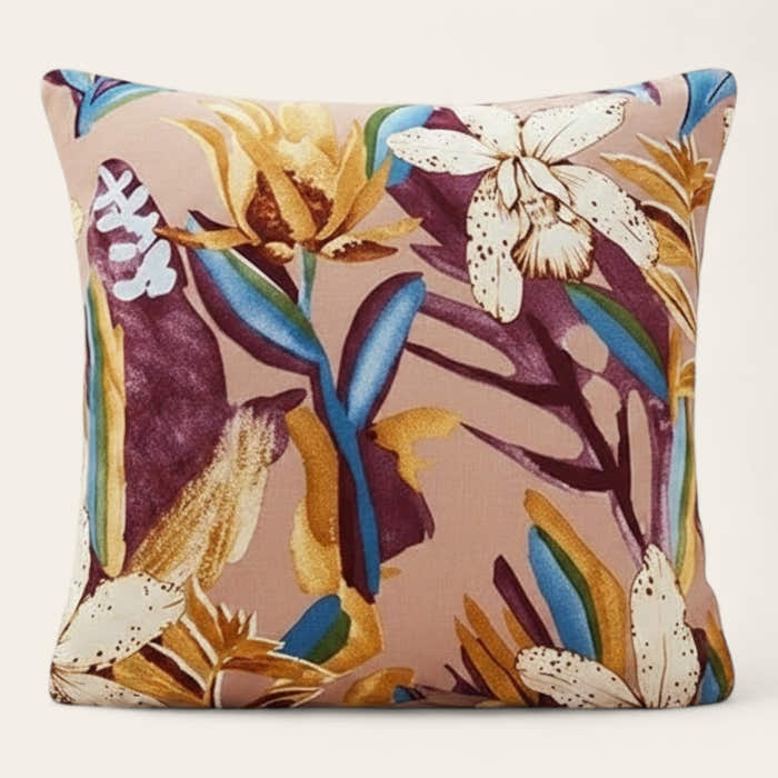 Pillow Cover – Tropical Floral – Caramel