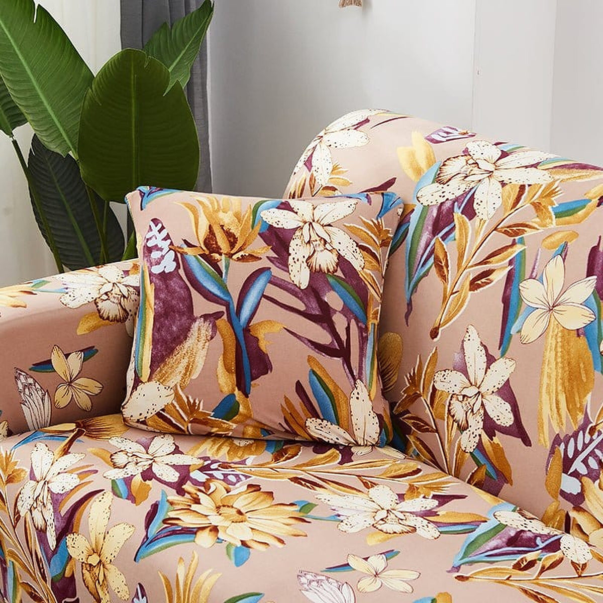 Pillow Cover – Tropical Floral – Caramel