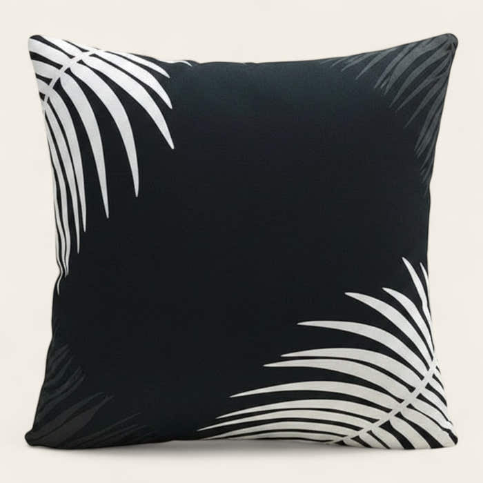 Pillow Cover – Tropical Palm – Ink Black