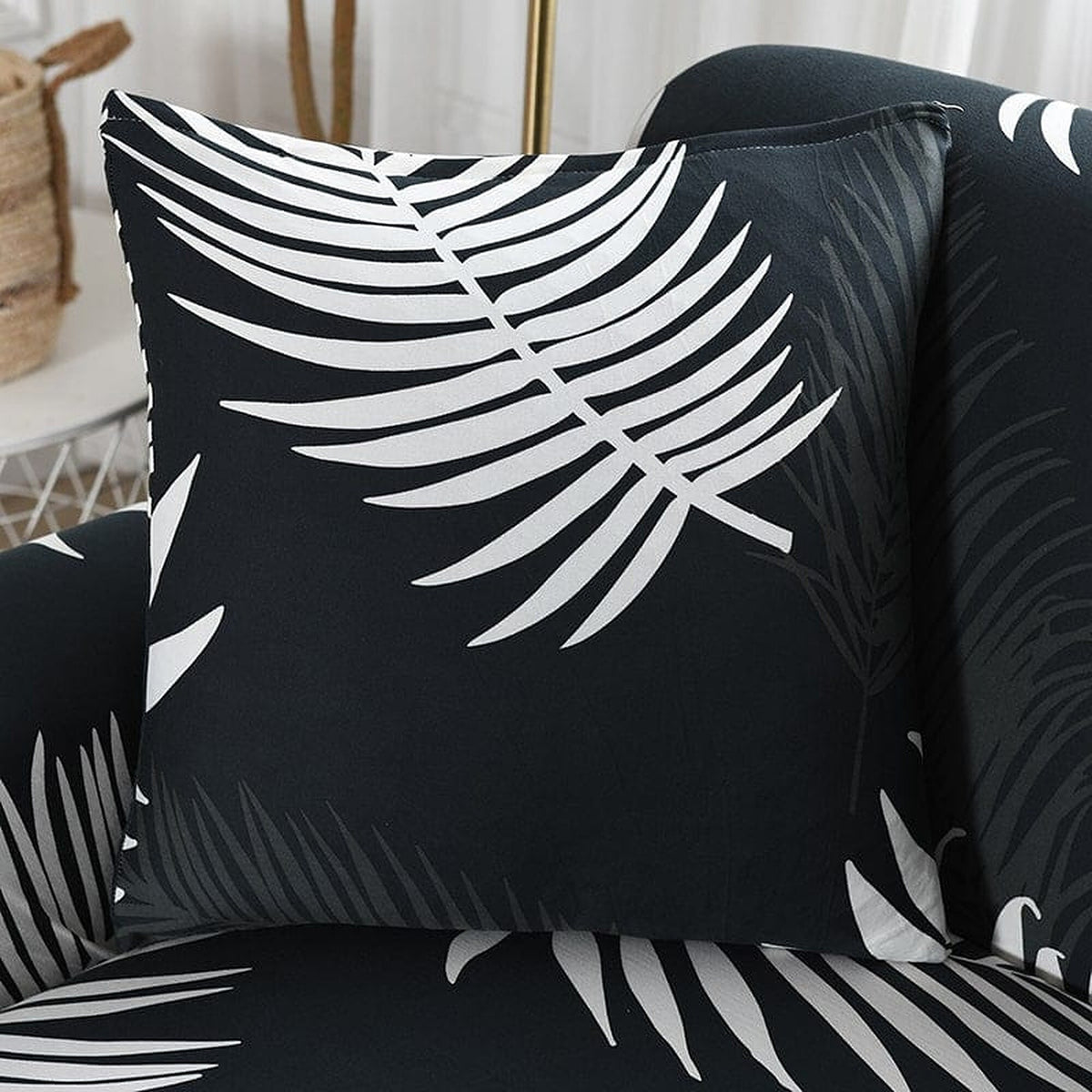 Pillow Cover – Tropical Palm – Ink Black