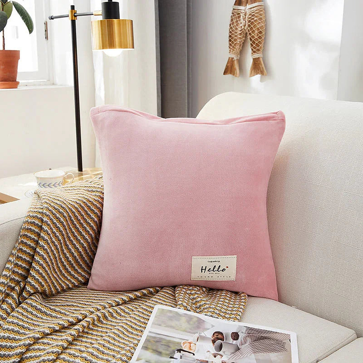 Pillow Cover – Velvet Plush – Soft Blush