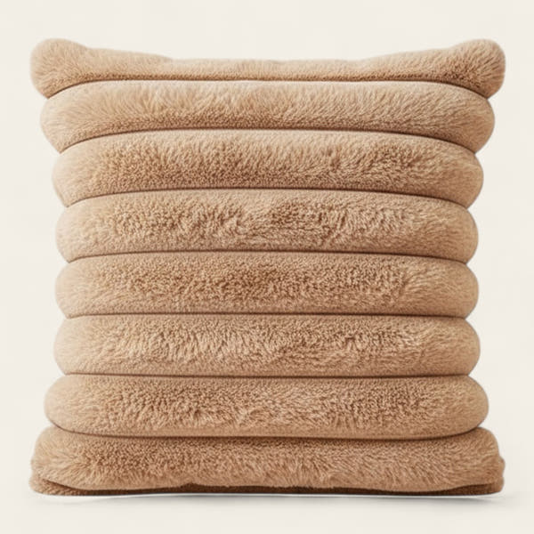 Pillow Cover – Velvet Plush Ridged – Caramel