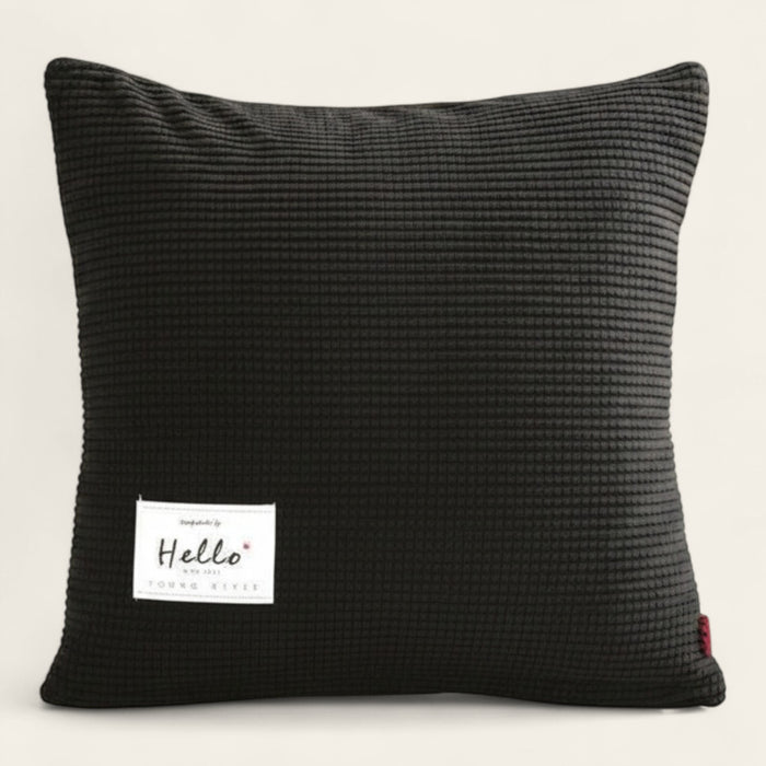 Pillow Cover – Waffle Quilt – Ink Black