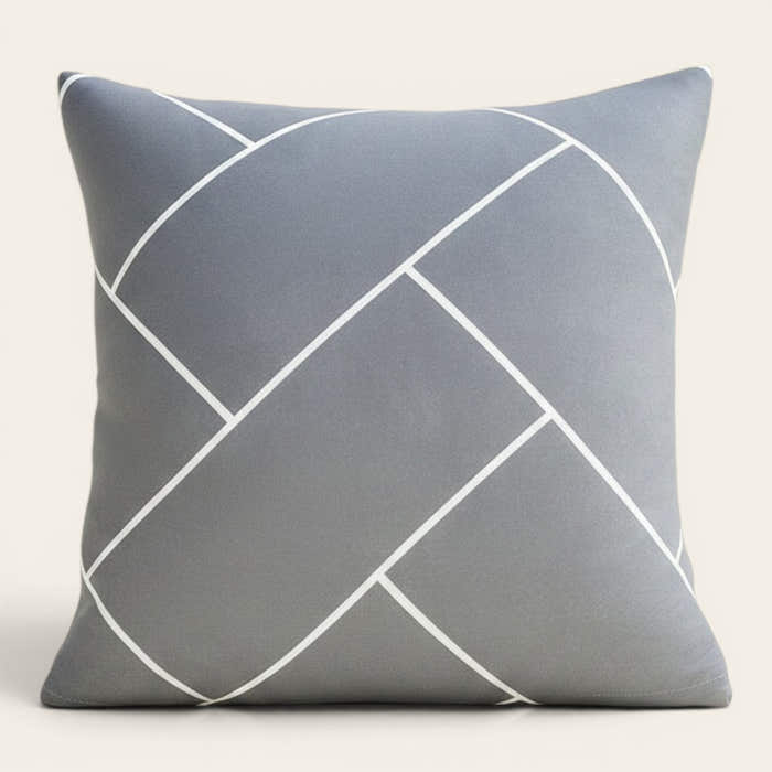 Pillow Cover – Woven Strip – Pearl Grey
