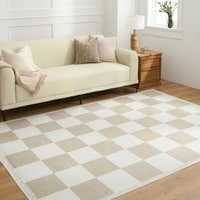 Rug – Checkerboard Tile – Bouclé Sand