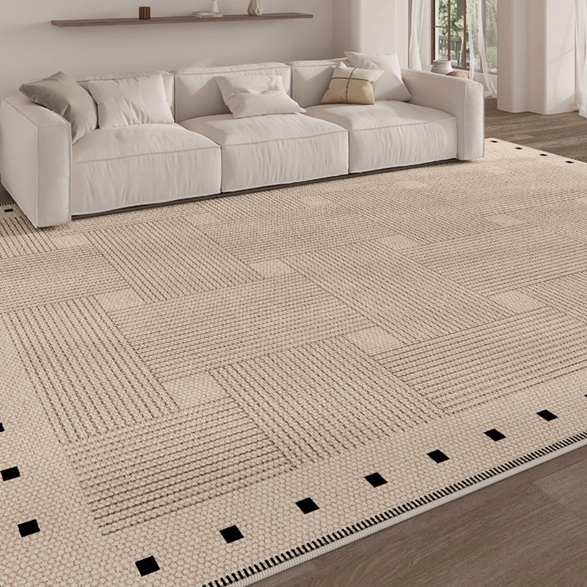 Rug – Checkerboard Weave – Bouclé Sand