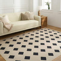 Rug – Diamond Grid – Bouclé Sand