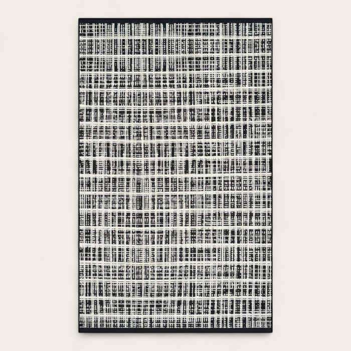 Rug – Distressed Grid – Ink Black