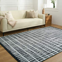 Rug – Distressed Grid – Ink Black