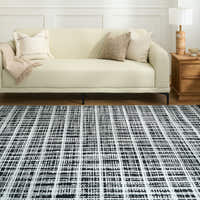 Rug – Distressed Grid – Ink Black