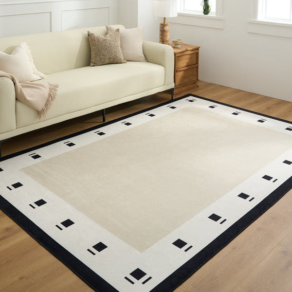 Rug – Dot Border – Ivory Cream