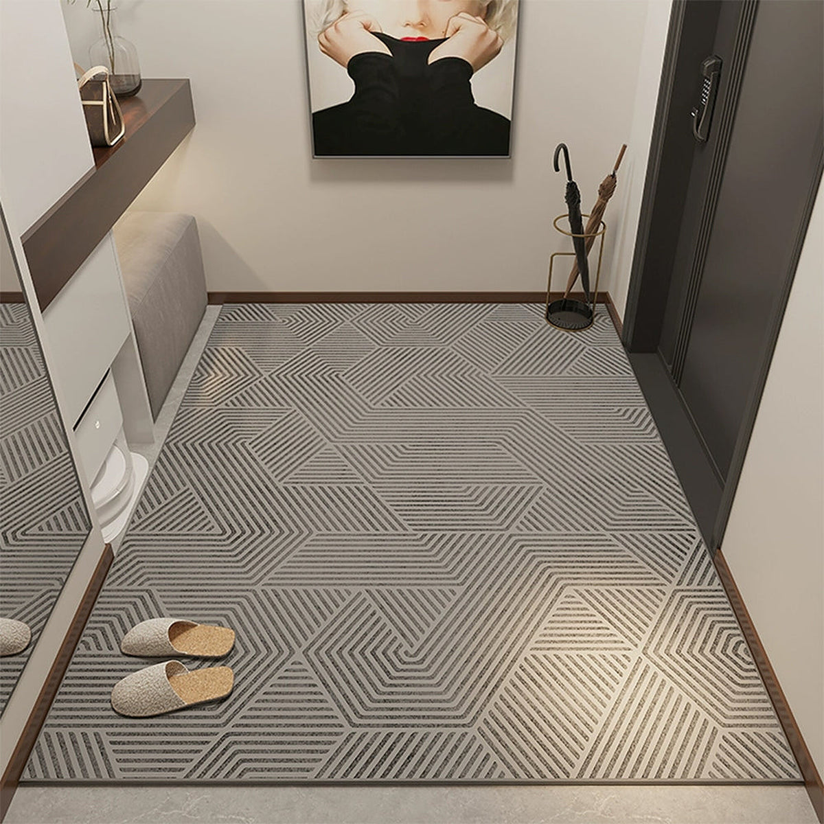 Rug – Geometric Etch – Pearl Grey