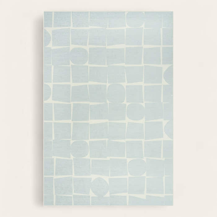 Rug – Grid Abstract – Sky Mist