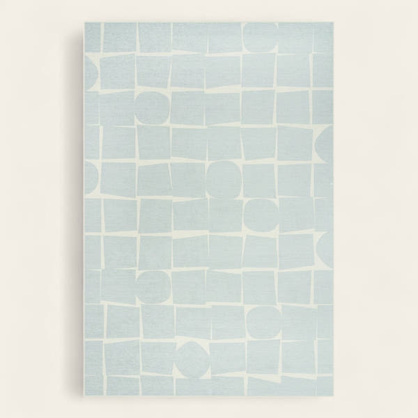 Rug – Grid Abstract – Sky Mist
