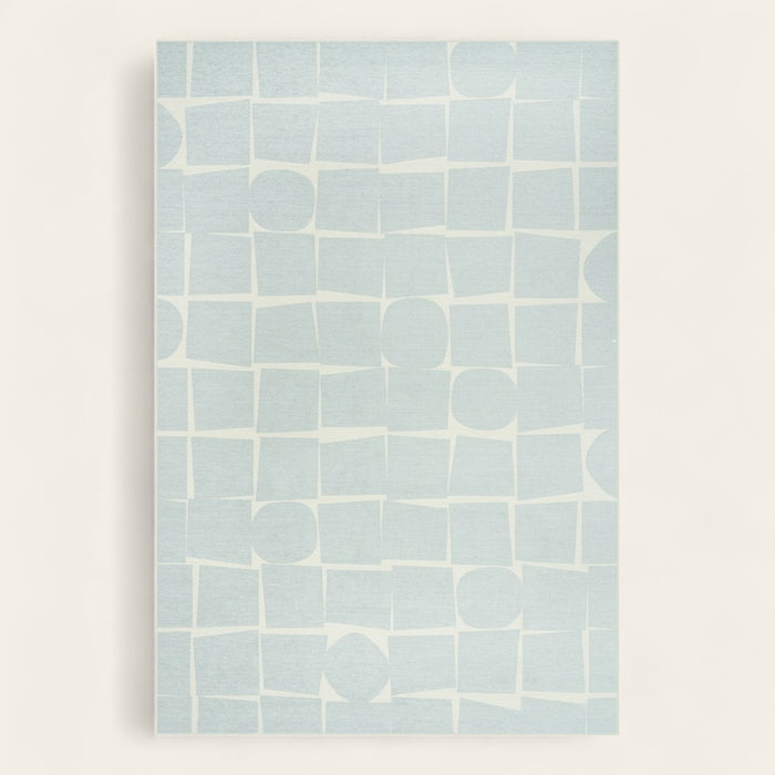 Rug – Grid Abstract – Sky Mist