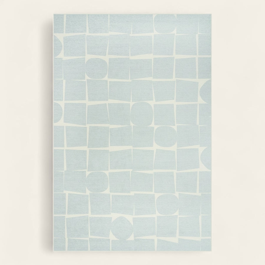 Rug – Grid Abstract – Sky Mist