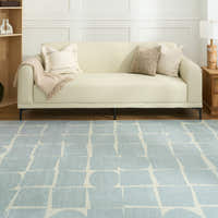 Rug – Grid Abstract – Sky Mist