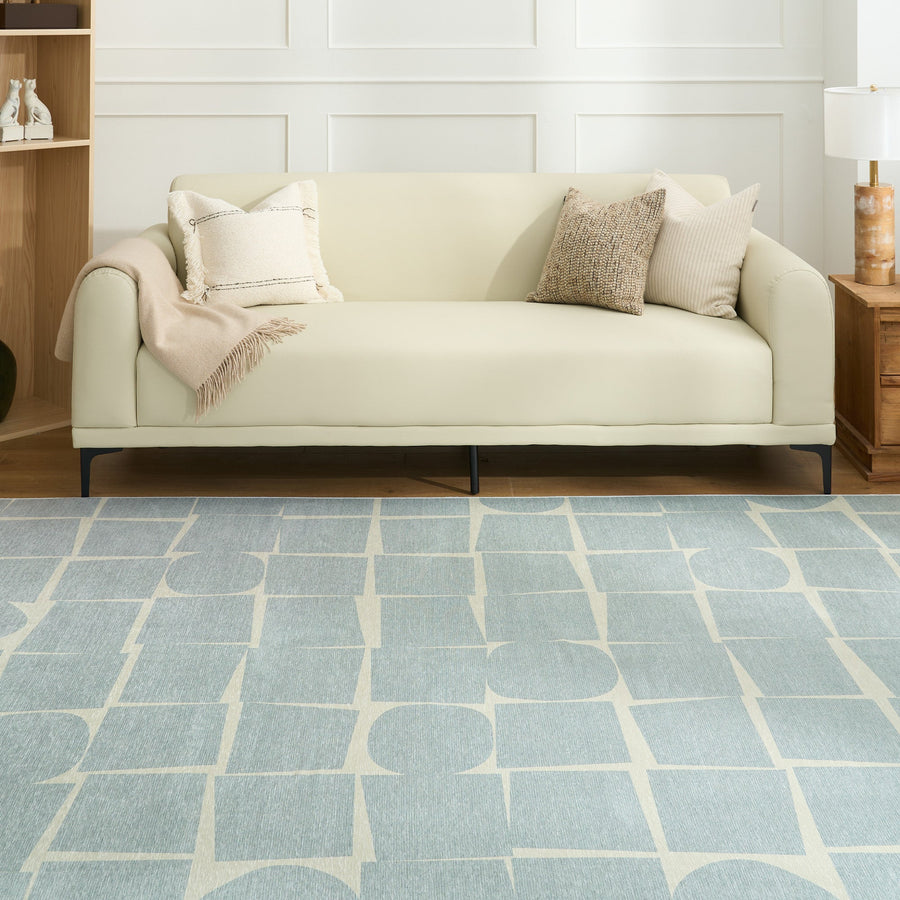 Rug – Grid Abstract – Sky Mist