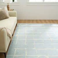 Rug – Grid Abstract – Sky Mist