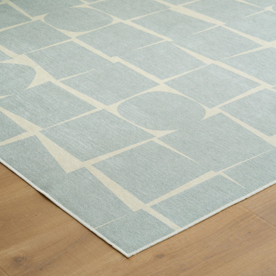 Rug – Grid Abstract – Sky Mist