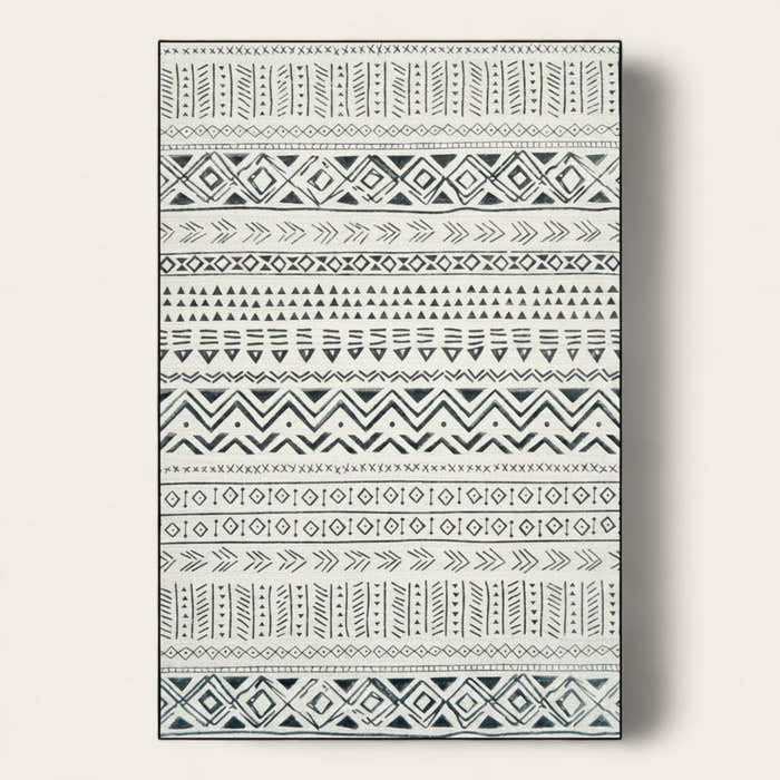 Rug – Tribal Stripe Print – Ivory Cream