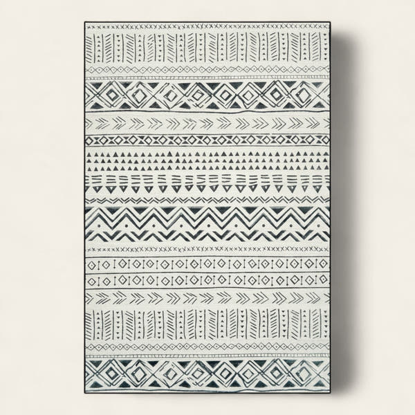 Rug – Tribal Stripe Print – Ivory Cream