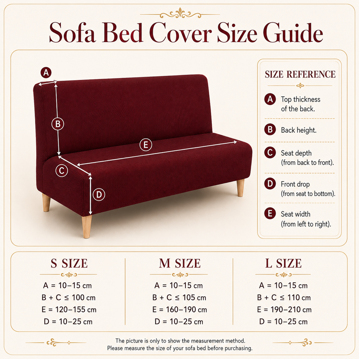 Size guide — sofa beds