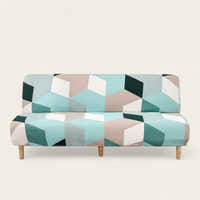 Sofa Bed Cover – 3D Cubes – Mint & Sand