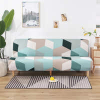 Sofa Bed Cover – 3D Cubes – Mint & Sand