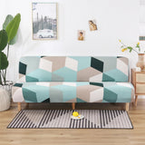 Sofa Bed Cover – 3D Cubes – Mint & Sand