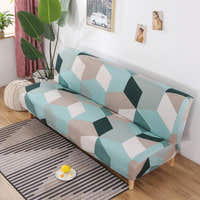 Sofa Bed Cover – 3D Cubes – Mint & Sand
