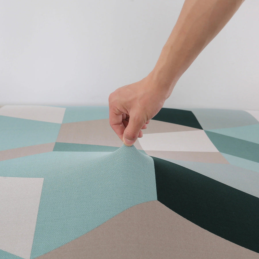 Sofa Bed Cover – 3D Cubes – Mint & Sand