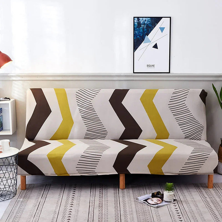 Sofa Bed Cover – Boho Chevron – Mustard