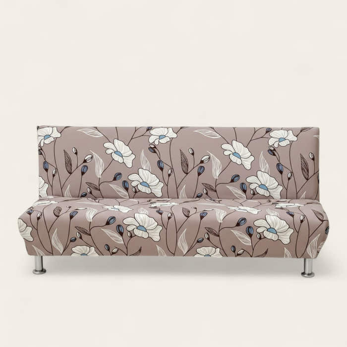Sofa Bed Cover – Botanical Branches – Bouclé Sand