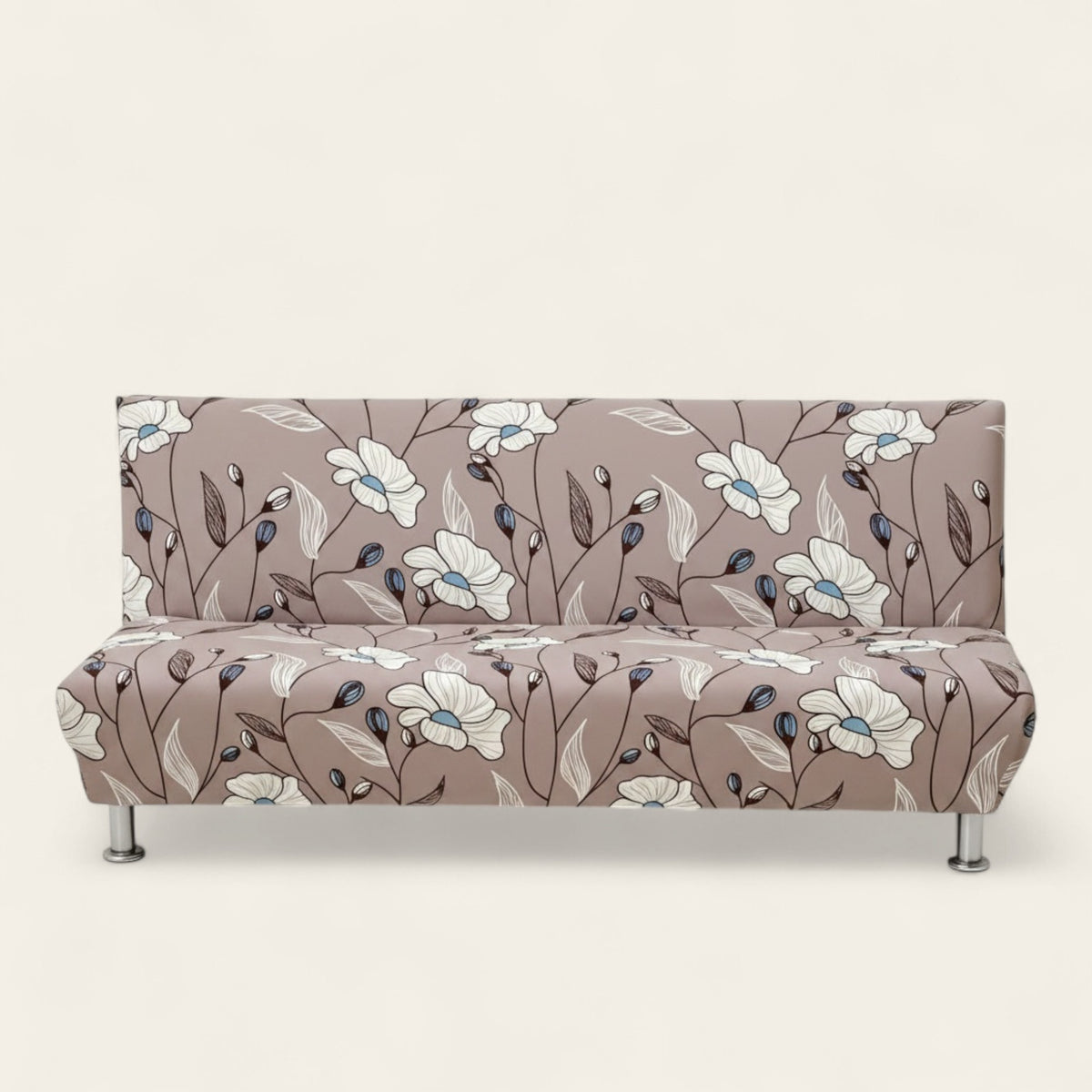 Sofa Bed Cover – Botanical Branches – Bouclé Sand