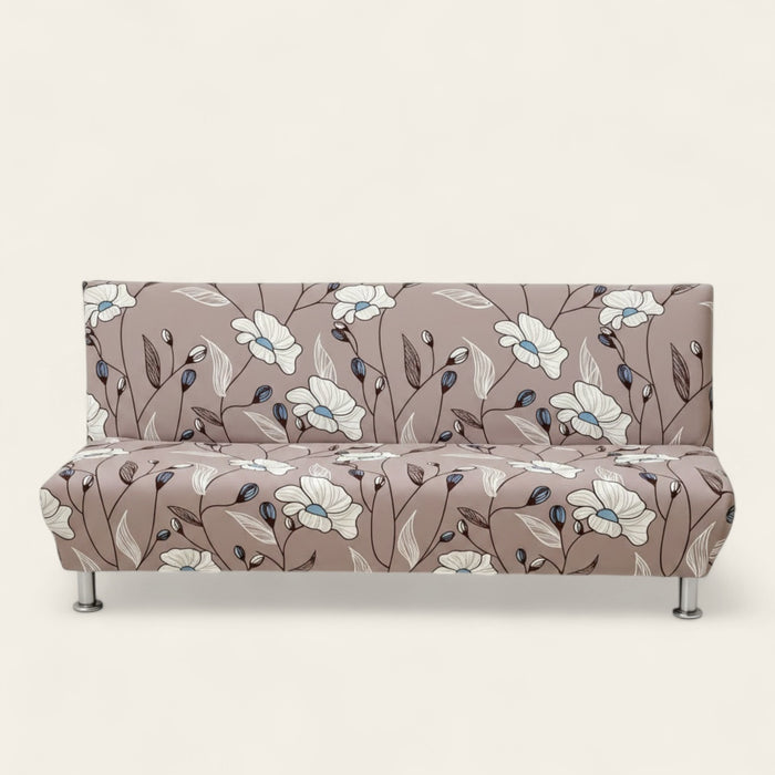 Sofa Bed Cover – Botanical Branches – Bouclé Sand