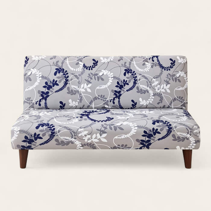 Sofa Bed Cover – Damask Floral – Pearl Grey