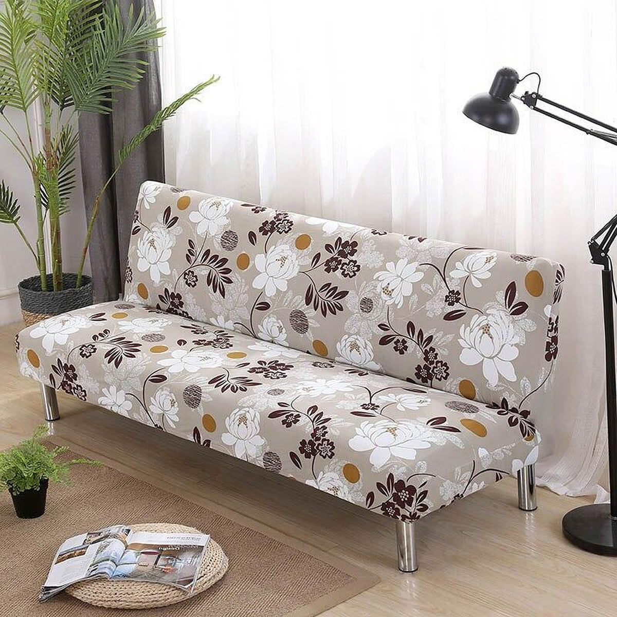 Sofa Bed Cover – Floral Print – Ivory Cream